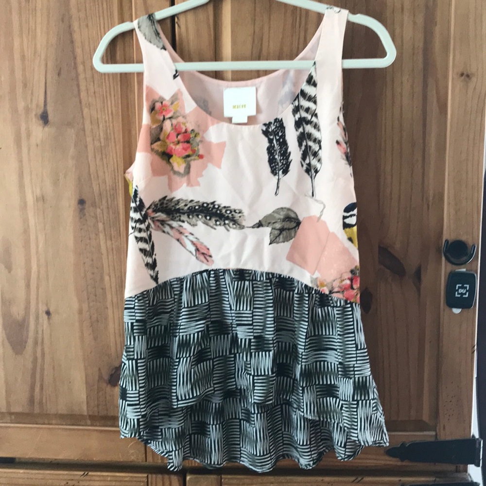 Anthropologie Maeve Silk Finley Feather Tank, 6